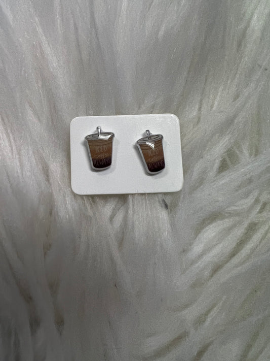 New  stud earrings  coffee