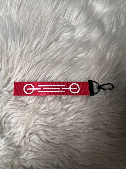 Keychain wristlet 4 x 4 inch red