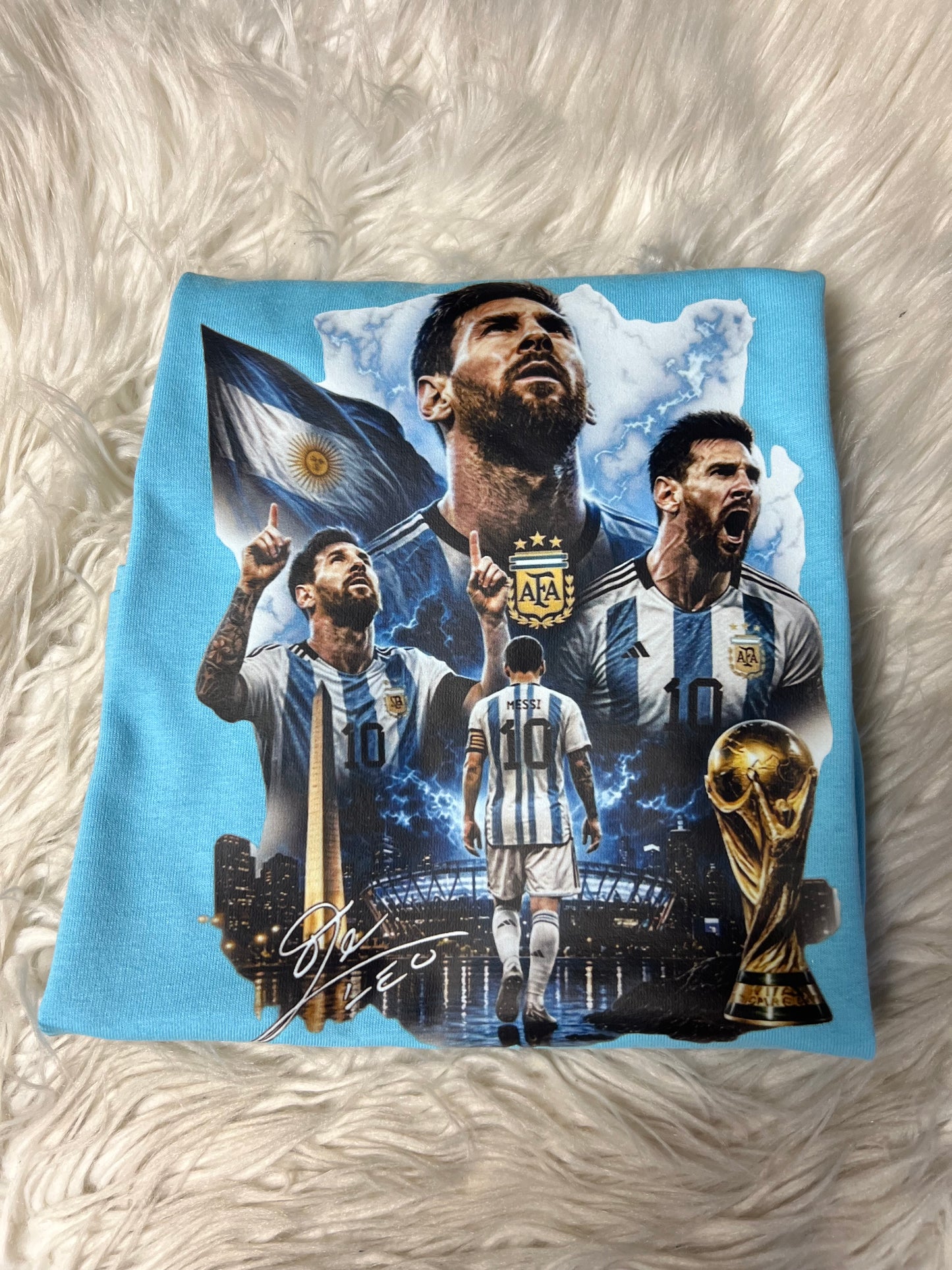 Unisex new T-shirt light blue soccer