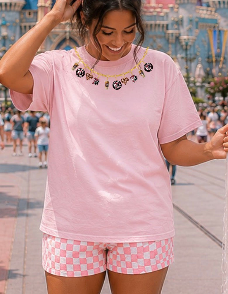 light pink unisex top charm necklace coffee brew