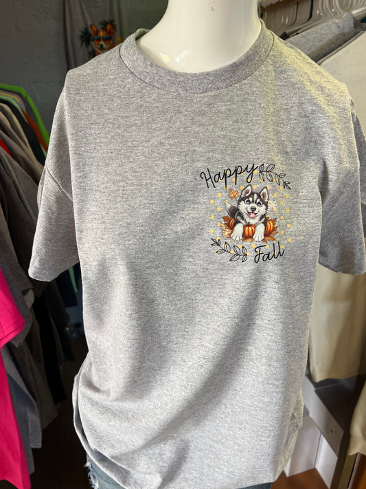 New  unisex T-shirt happy fall husky