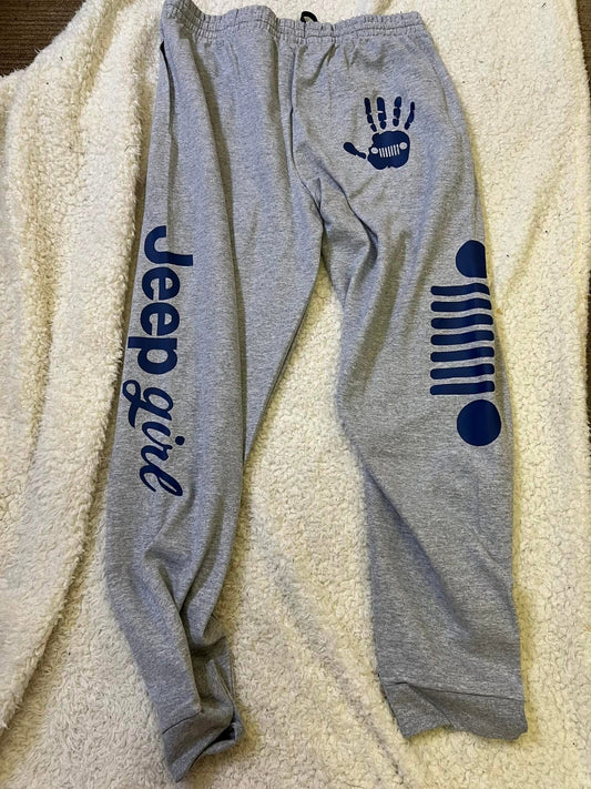 New unisex jerzees bottoms gray with dark blue on top