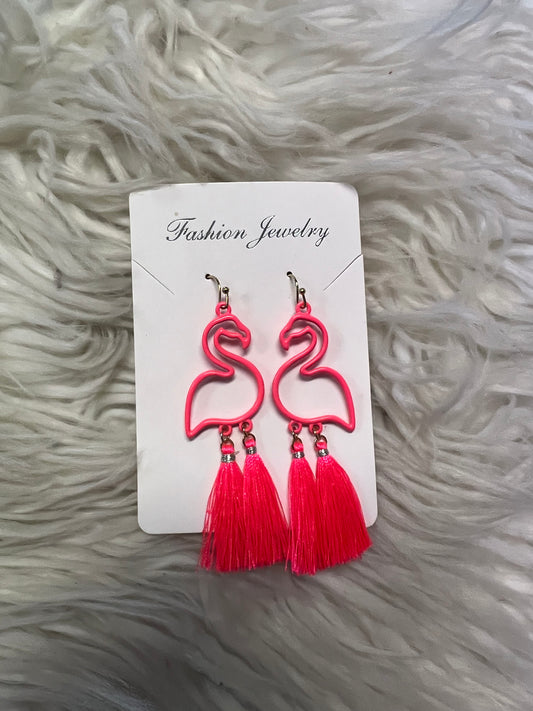 New dangle, flamingo, pink earrings